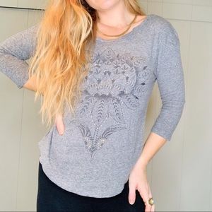 3 for $25 | Grey Lotus Quarter-length Sleeve Tee